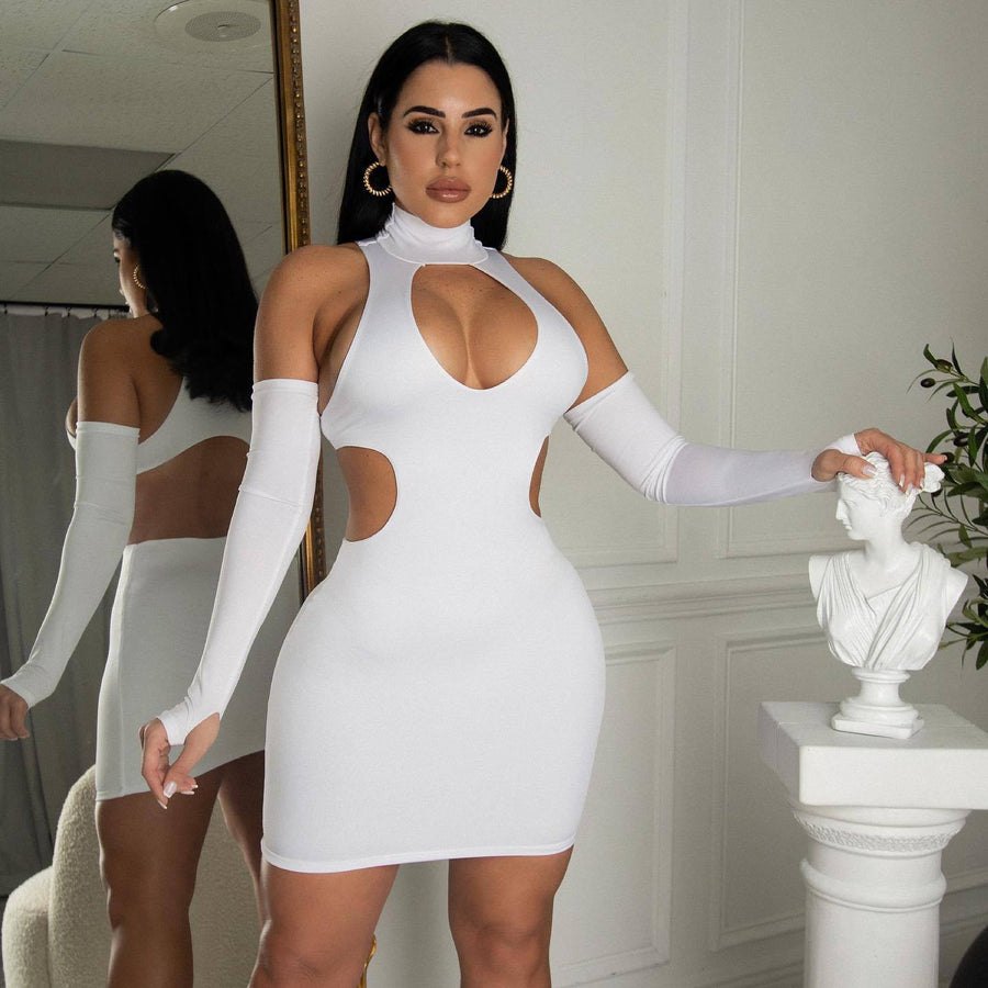 Summer Off-the-Shoulder Cutout Dress with Sleeves