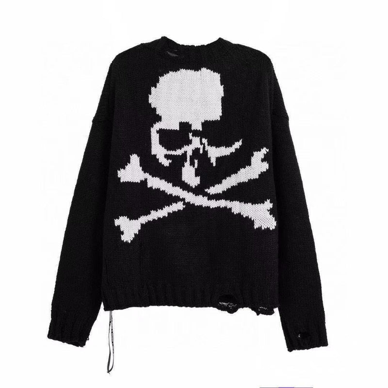 Couple Skull Round Neck Sweater for Autumn and Winter