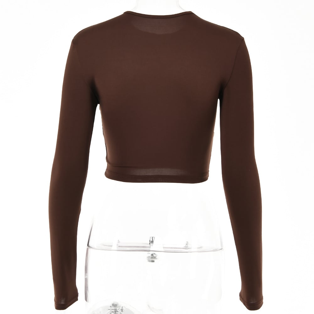 Simple Round Neck Long-sleeved Fitted Top