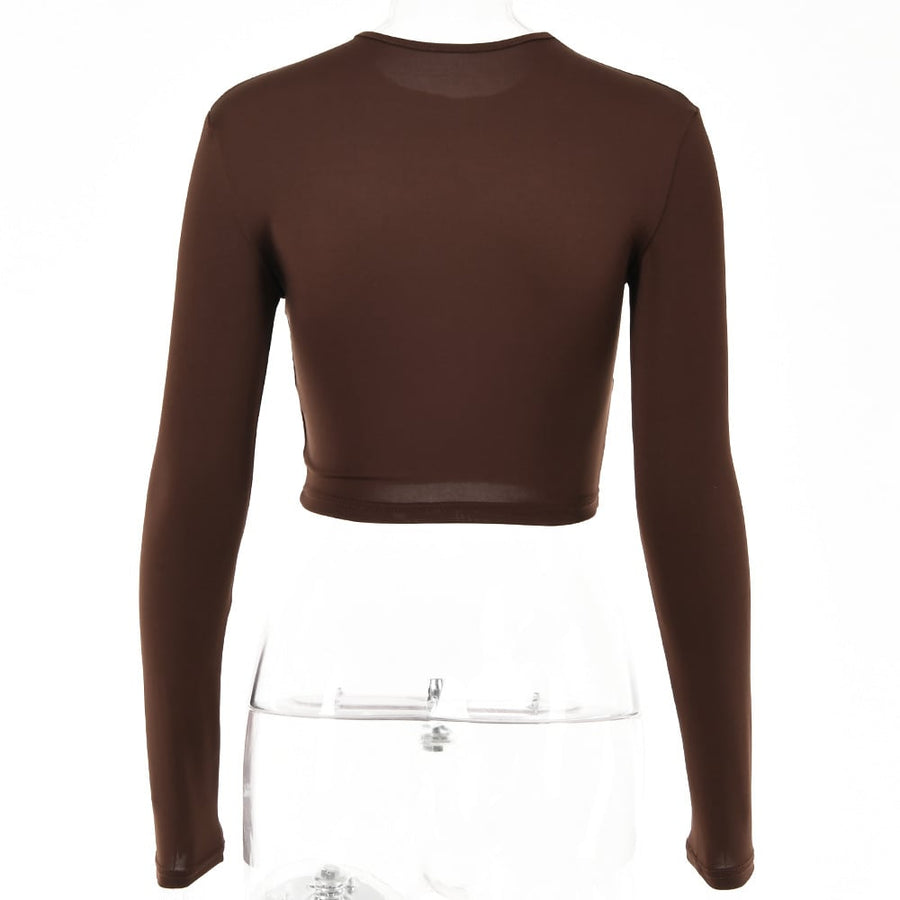 Simple Round Neck Long-sleeved Fitted Top