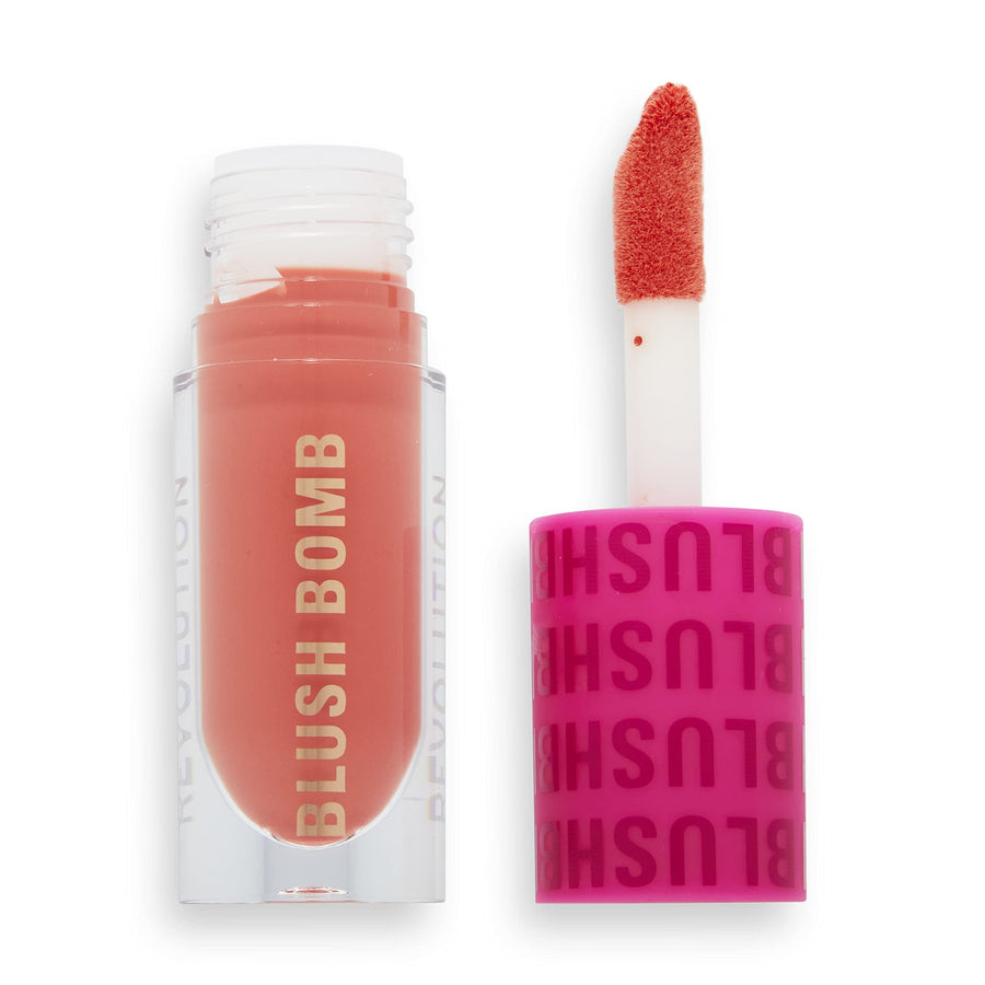 Revolution Beauty Blush Bomb Cream Blusher Lightweight Makeup & Creamy Formula for a Dewy Finish Enriched with Vitamin E Glam Orange 0.15 Fl. Oz.