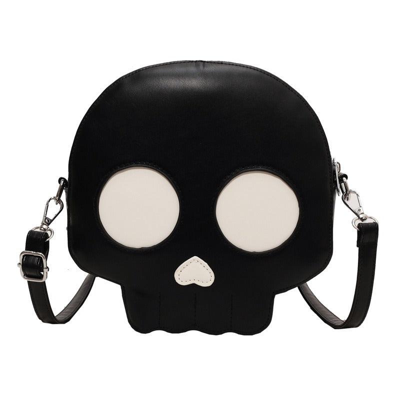 Funny Ghost Skull Crossbody Bag in Color Blocking PU Leather