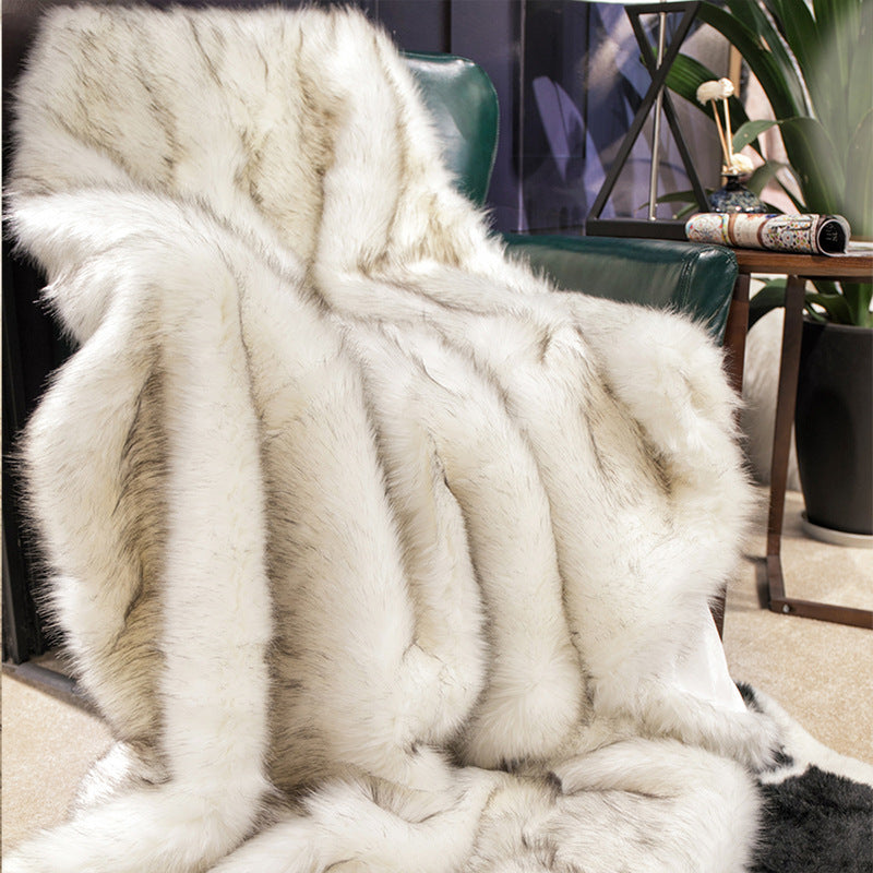 European Style Faux Fox Fur Blanket for Home Decor