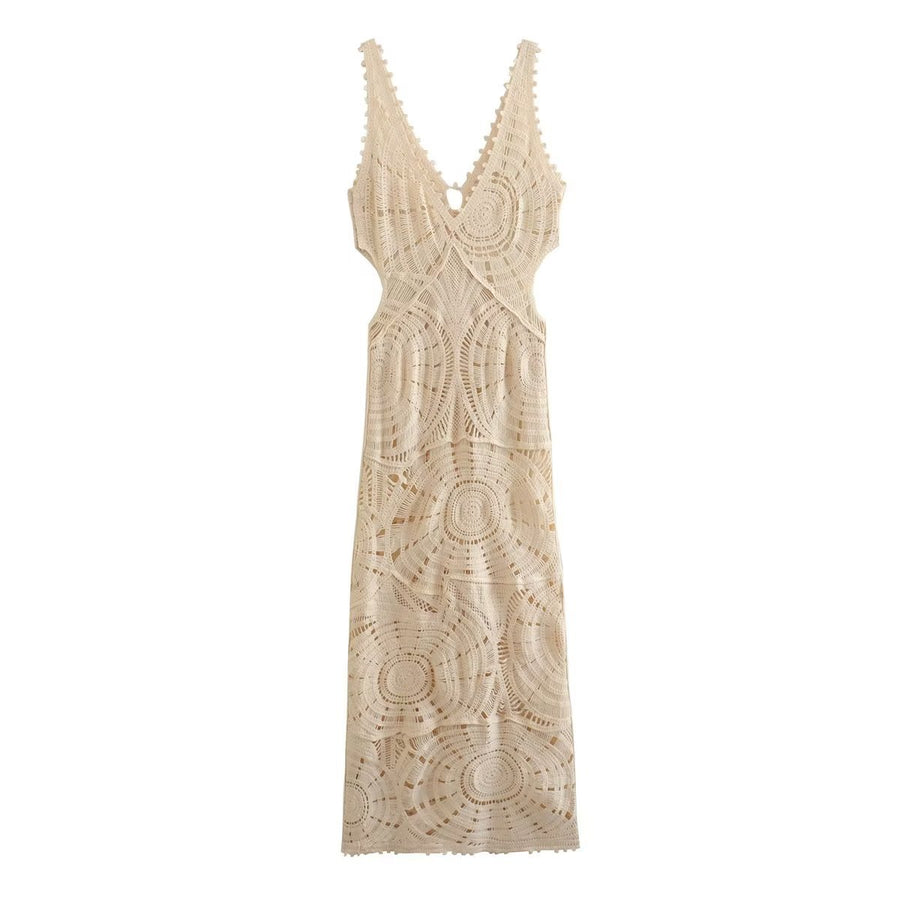 2023 Women's Knit V-Neck Sexy Midi Beach Dress