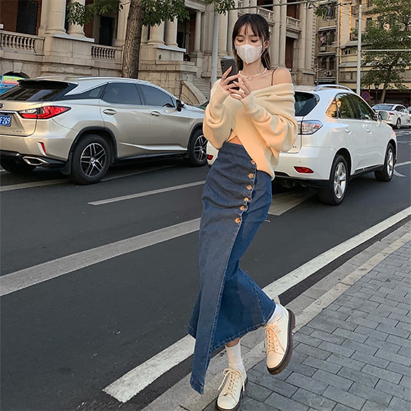 Women's Irregular Mid-Length Denim Mermaid Skirt