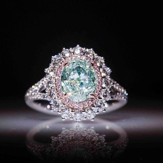 Women's Blue Crystal Diamond-Studded Fashion Ring