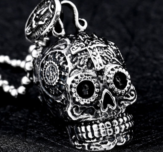 Steel Warrior Skull Pendant - Western Style Jewelry