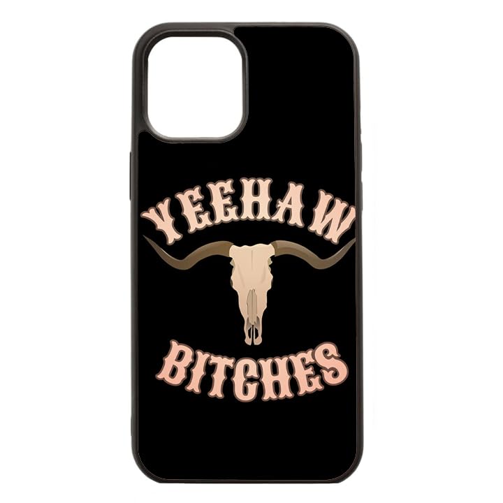 Country Skull Western Yeehaw Bitches Case - Compatible with iPhone 12 Mini - Durable Non-Slip TPU Rubber Shockproof Slim Case (12 Mini)