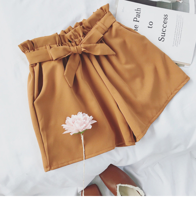 Korean High Waist Bow Tie Loose Shorts for Summer