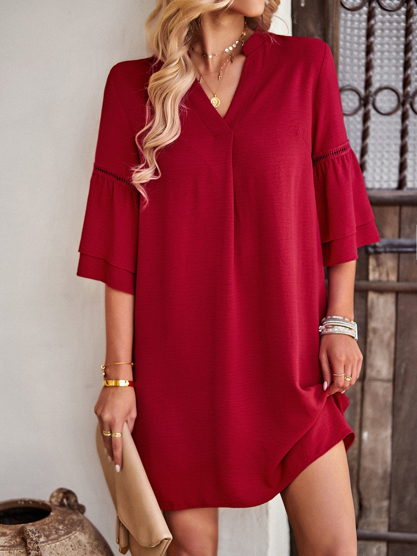 Loose V-neck Women's Skirt Fashion Apparel