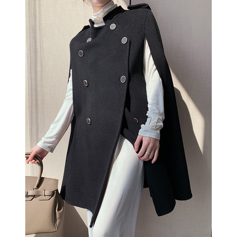 Women's Solid Color Wool Sleeveless Cape