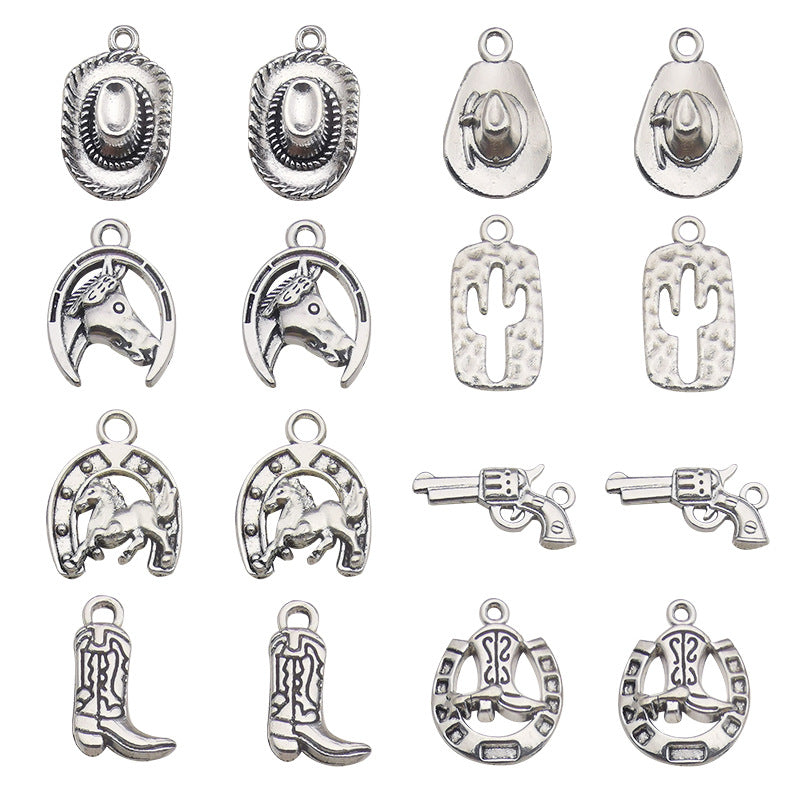 Western Cowboy Hat Cactus Alloy Pendant for DIY Jewelry