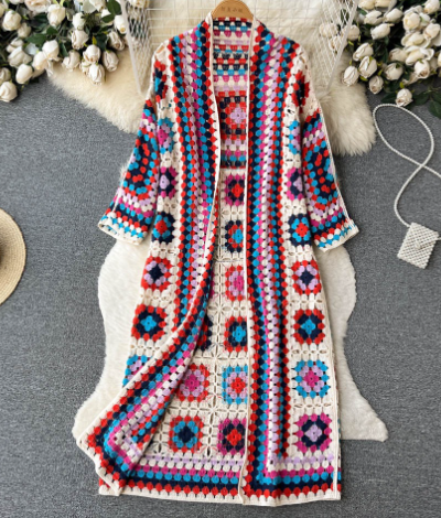 Bohemian Vest with Floral Vintage Long Sleeves (One Piece)