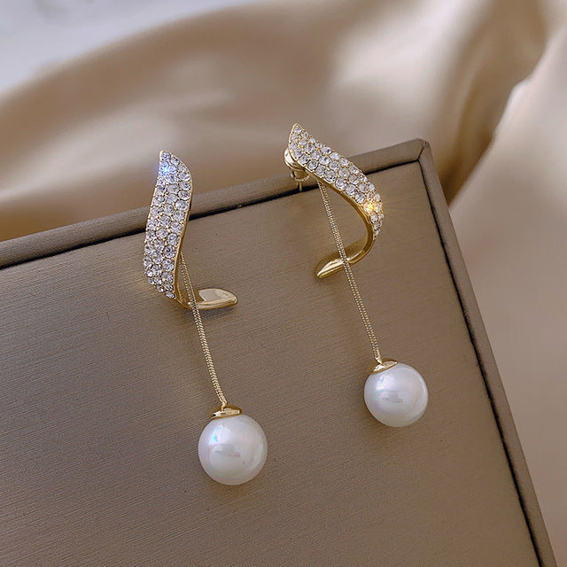 Elegant Imitation Pearl Long Tassel Earrings for Women