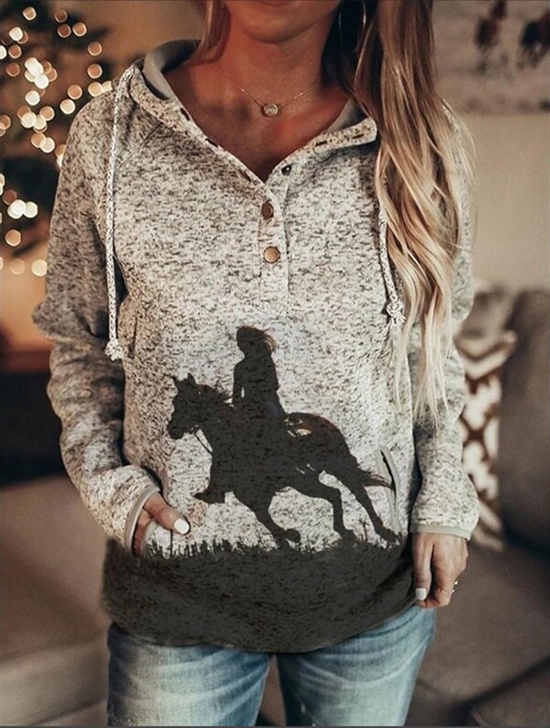 Women's Loose Printed Pullover Sweater
