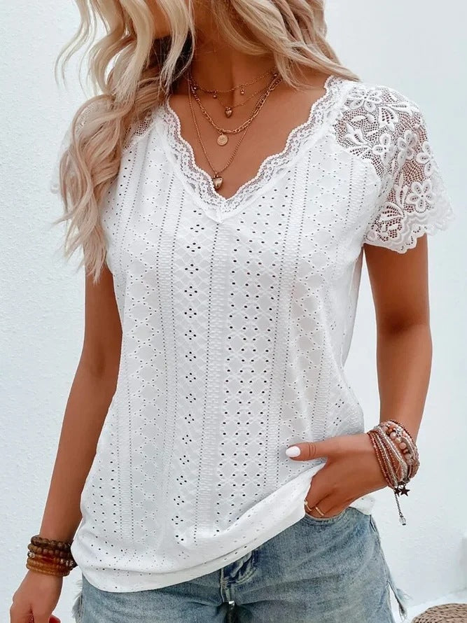 2023 Summer Lace Hollow Out Fashion Top for Women