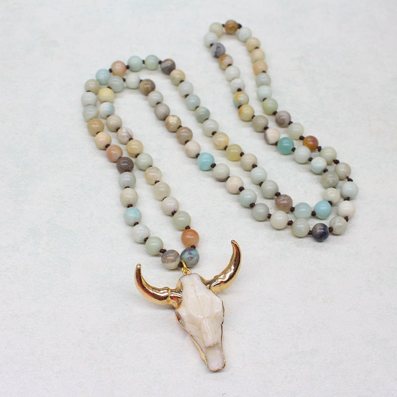 Lava Stone Bead Necklace with Pendant - Vintage Jewelry