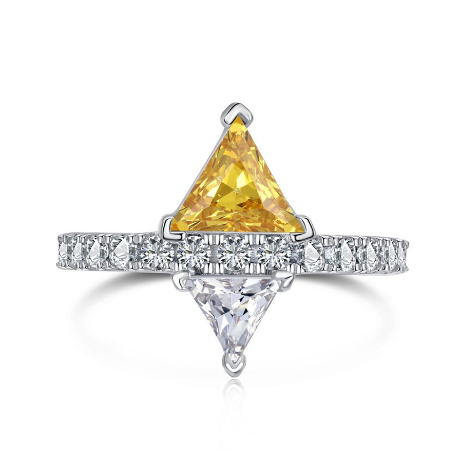 S925 Sterling Silver Triangle Zirconium Ring - Affordable Luxury