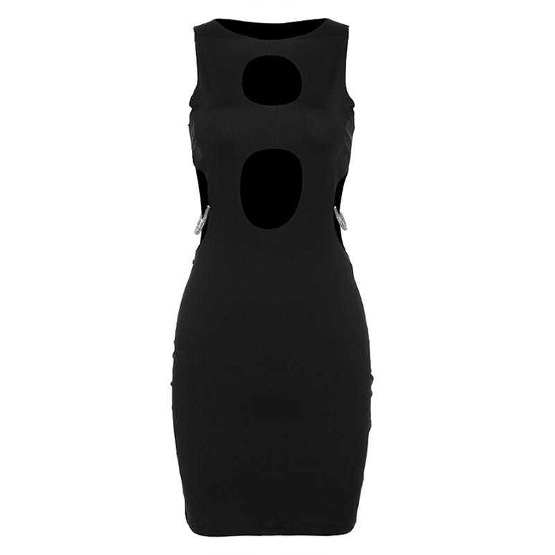 Hollowed Fashion Rhinestone Navel Dress for Women