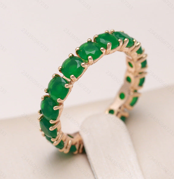 French Retro Champagne Gold Blue Ice Flower Ring