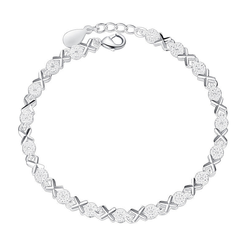 S925 Silver Creative Heart-to-Heart XO Bracelet