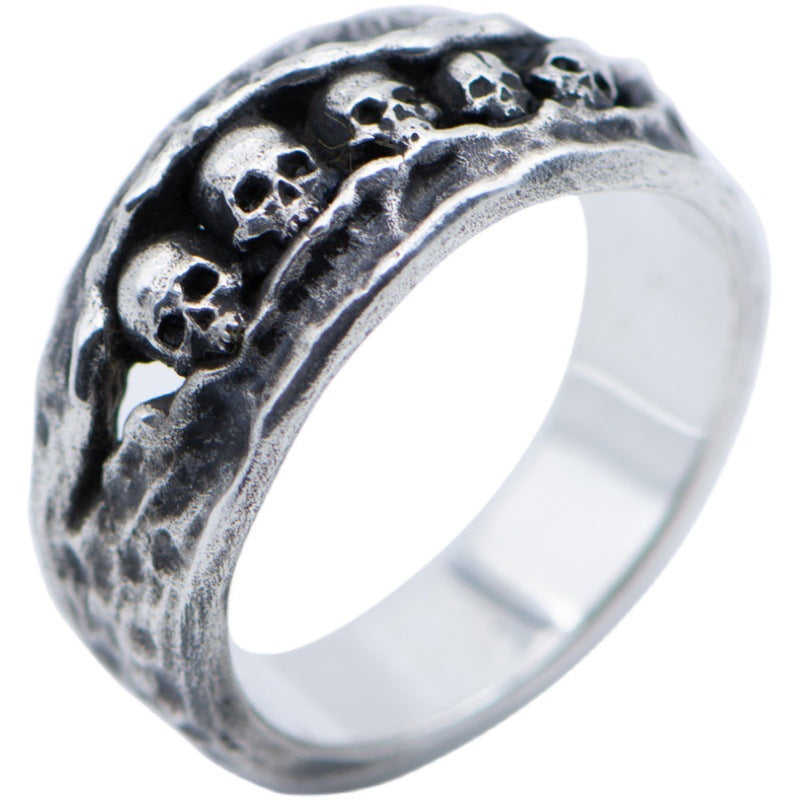 Fünfköpfiger Abalone-Totenkopfring für Herren – Kreatives Design