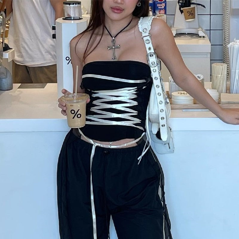 Fashionable One-Shoulder Slimming Tube Top Vest