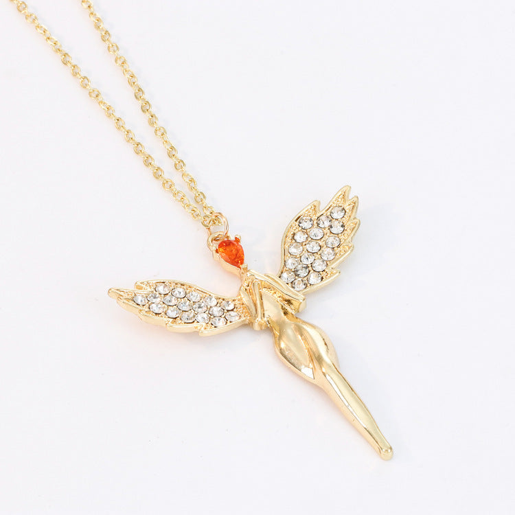 Creative Angel Wings Necklace with Rhinestones for Women