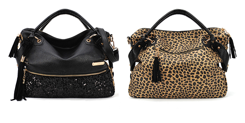 Trendy Western Style Leopard Sequin Shoulder Bag