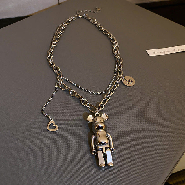 Unisex Double-Layer Cute Bear Alloy Party Necklace