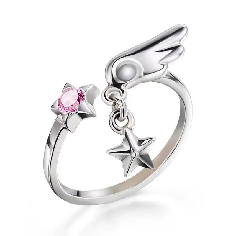 "Girl with Silver Ring and Couple Wings"