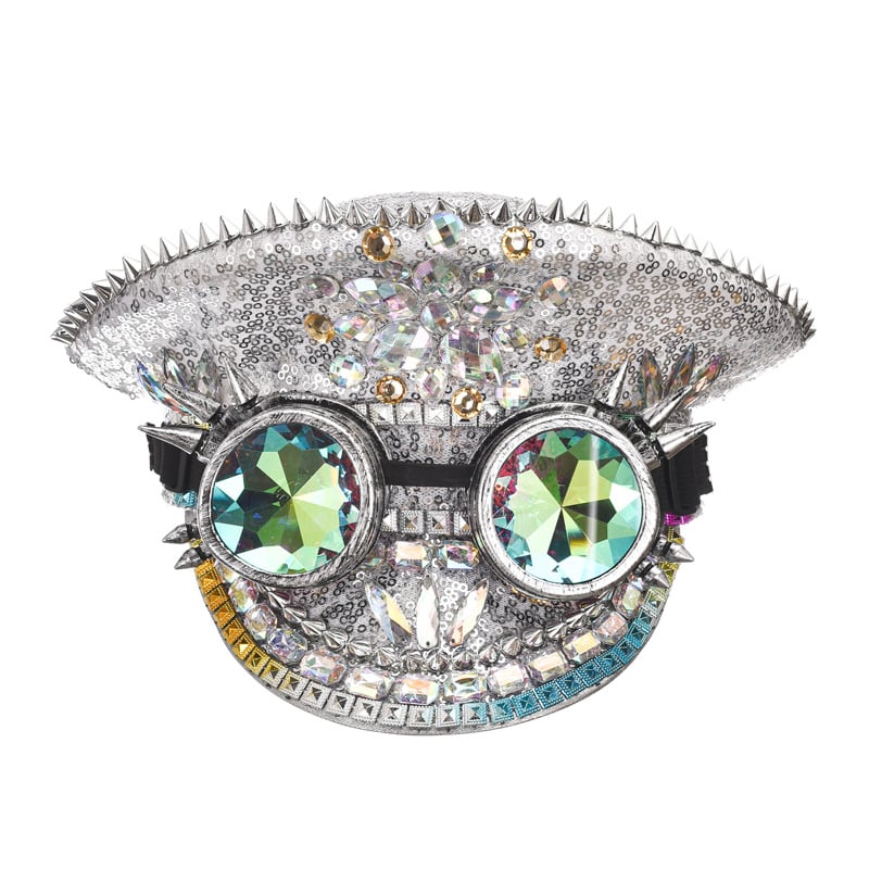 Sequin Top Hat with Wide Brim for Performers