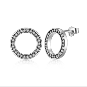 S925 Silver Stud Earrings - Round Vintage Style