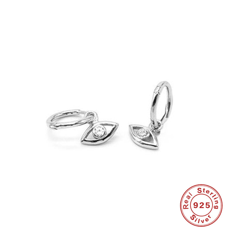 S925 Silver Zircon Eye Stud Earrings - Creative Design
