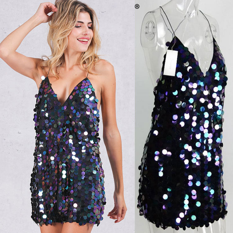 New Fashion Sequin Backless Dress for Women