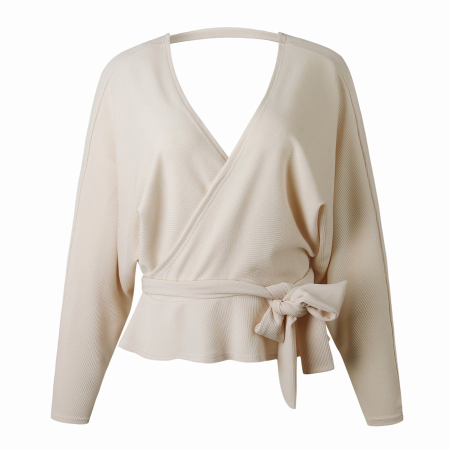 Fashion V-Neck Tie Back Sweater for Women (4 Colors)