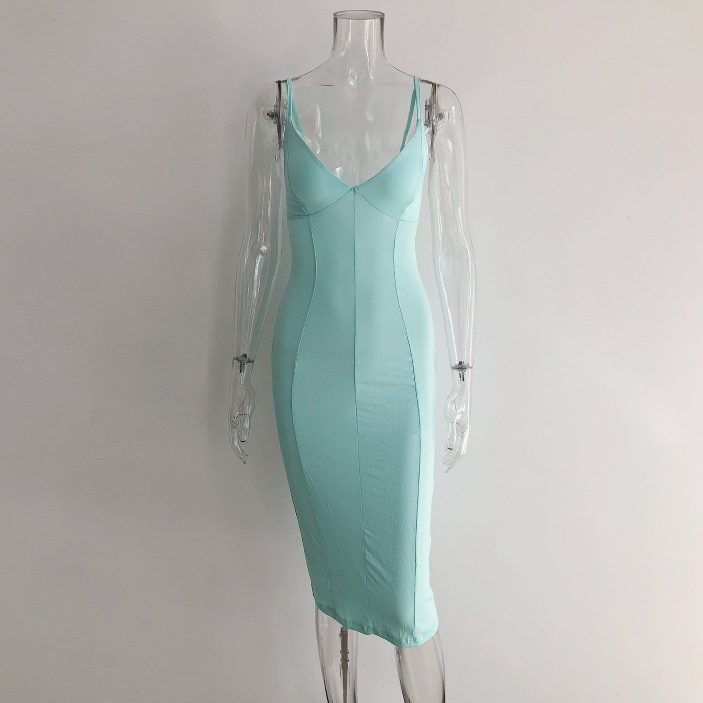 Einfarbiges, trägerloses Sommerkleid mit Rucksack-Stil