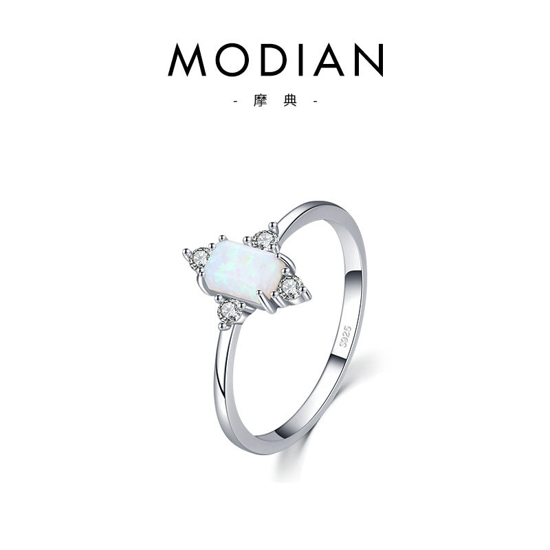 S925 Silver Vintage Opal Ring for Women Fashion