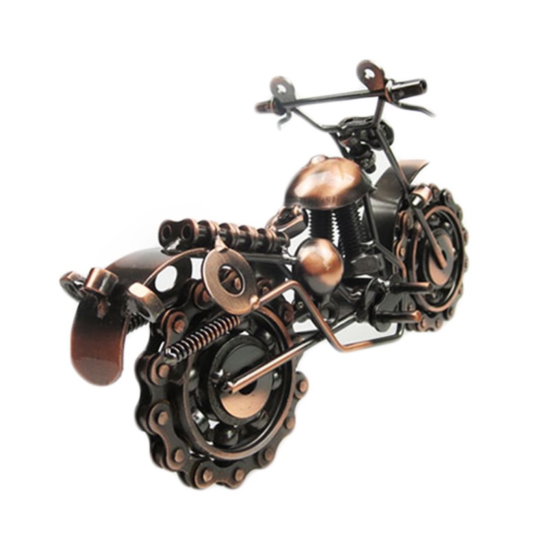 Metal Art Decor with Vintage Motorcycle Model