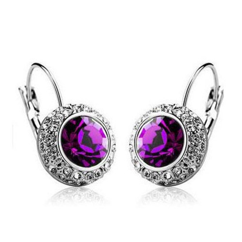 Korean Style Half-Circle Crystal Earrings - Moon River