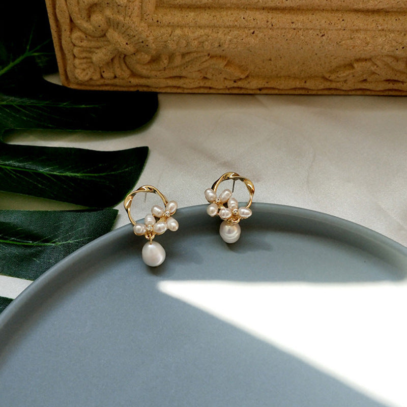 Korean DDP Style Natural Freshwater Pearl Earrings