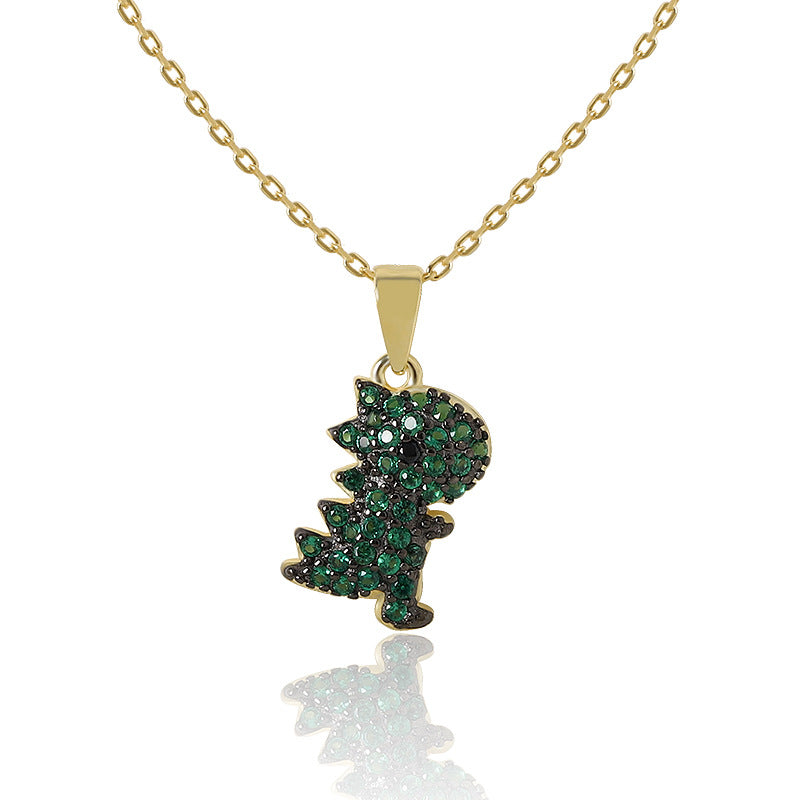 S925 Silver Minimalist Dinosaur Pendant Necklace for Women