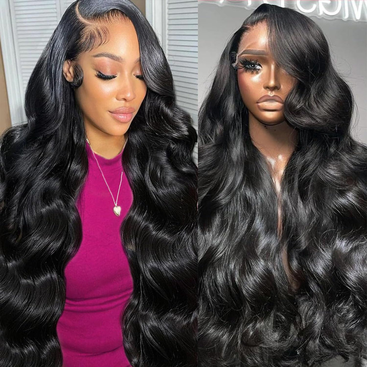 STOGEDEST 13x4 Body Wave Lace-Front-Perücken Echthaar 180 Dichte HD Lace Front Wigs Echthaar Body Wave Perücken Brasilianisches Echthaar Vorgezupft mit Babyhaar für Frauen 18 Zoll