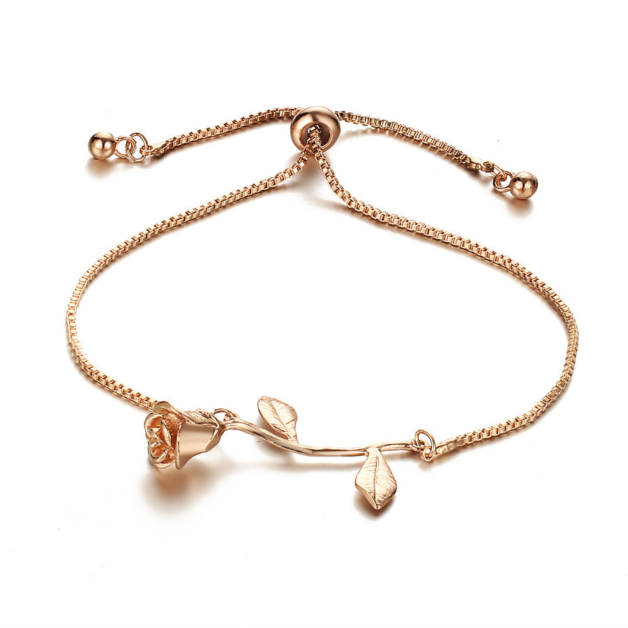 Rose Flower Pull Bracelet in Alloy Material