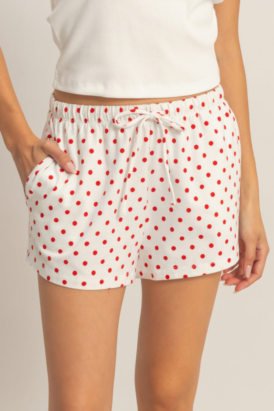 Polka Dot Drawstring Shorts