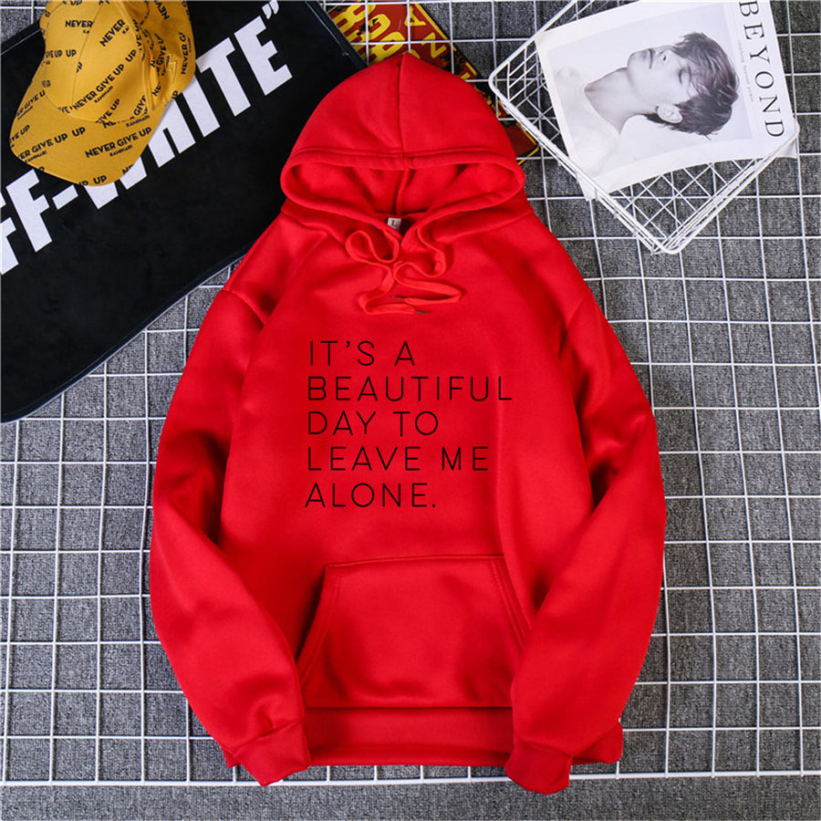 Women's Loose Hooded Sweater with Letter Print