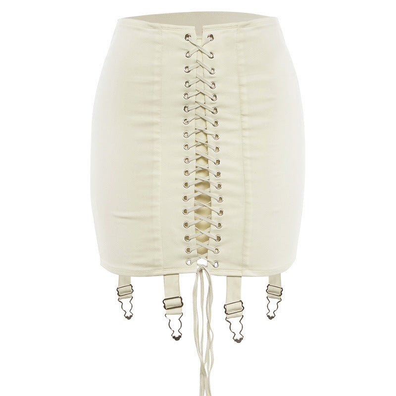 Ripped Lace-up Waist Sheath Skirt for Women