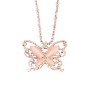 Classy Gold Butterfly Necklace for Women with Cat's Eye