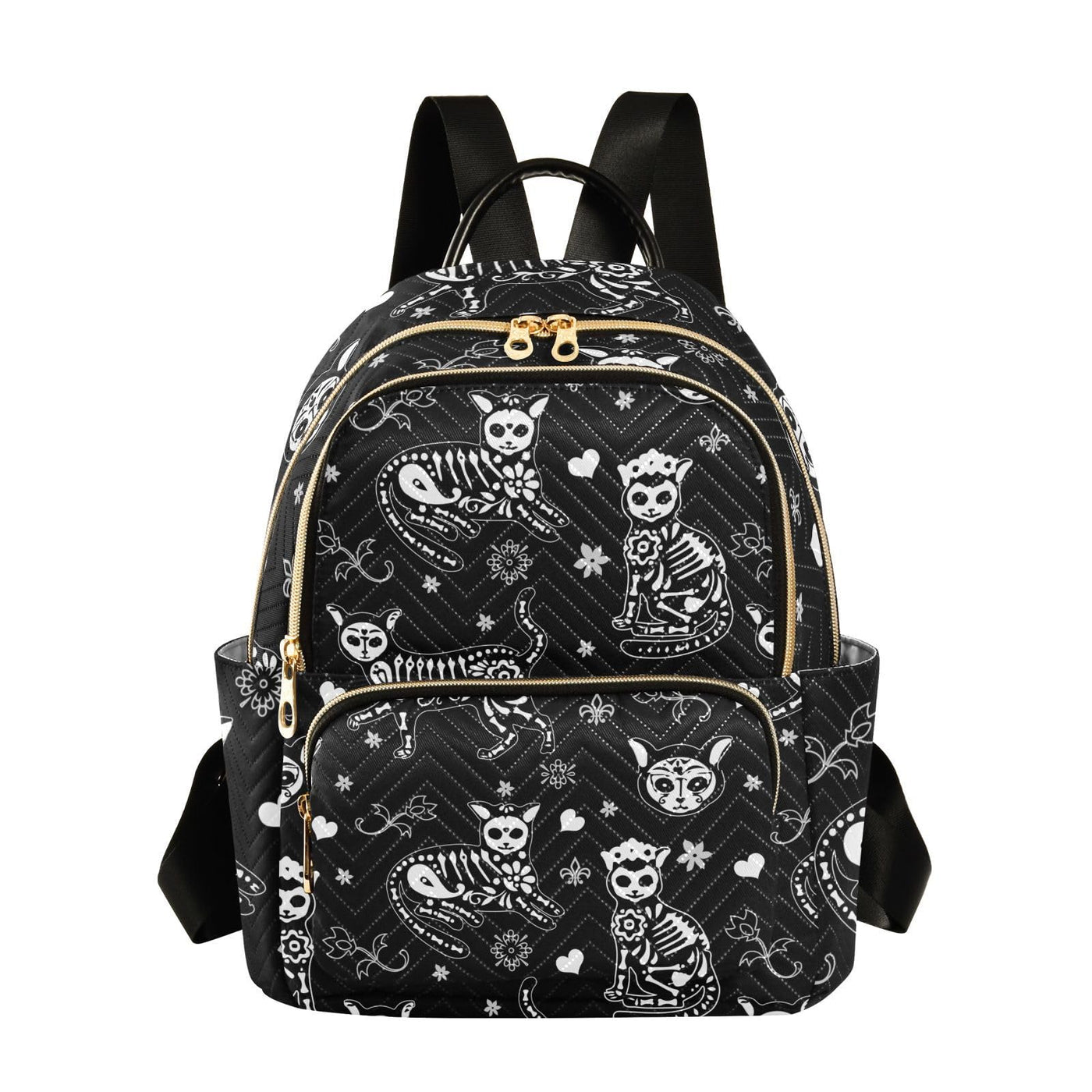 PJGINUIUA Women Fashion Backpack Purse Casual Lightweight Travel Shoulder Bag Death Cat Rucksack Ladies Bag Small