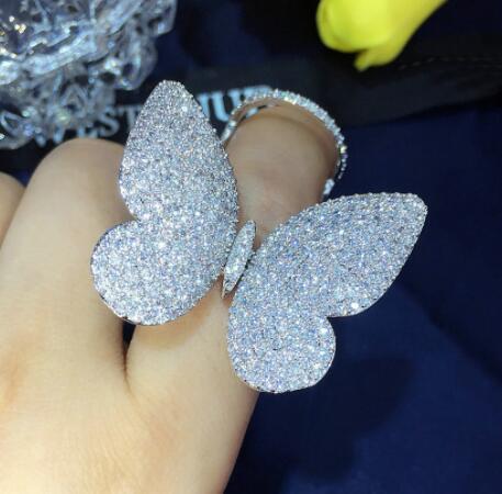 Fashionable Luxury Adjustable Butterfly Ring